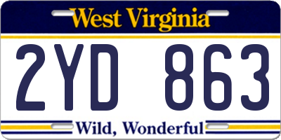 WV license plate 2YD863