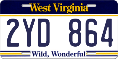 WV license plate 2YD864