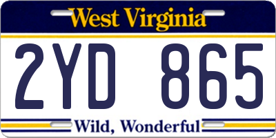 WV license plate 2YD865