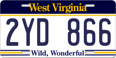 WV license plate 2YD866