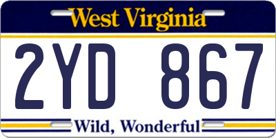 WV license plate 2YD867