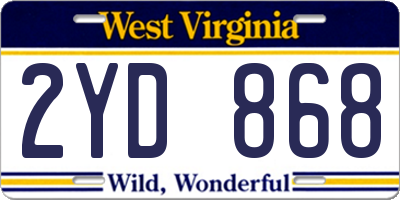 WV license plate 2YD868