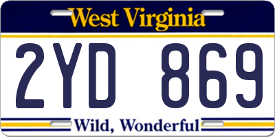 WV license plate 2YD869