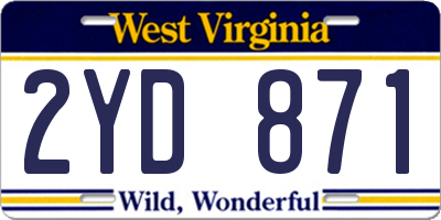 WV license plate 2YD871