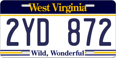 WV license plate 2YD872