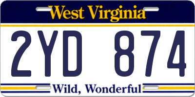 WV license plate 2YD874