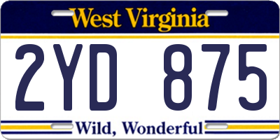 WV license plate 2YD875