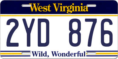 WV license plate 2YD876