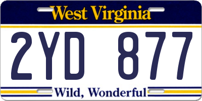 WV license plate 2YD877