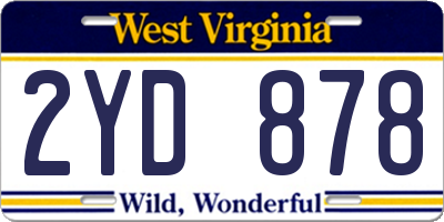 WV license plate 2YD878