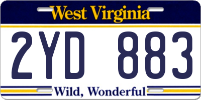 WV license plate 2YD883