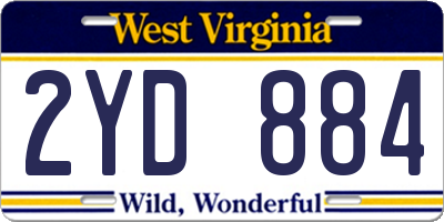 WV license plate 2YD884