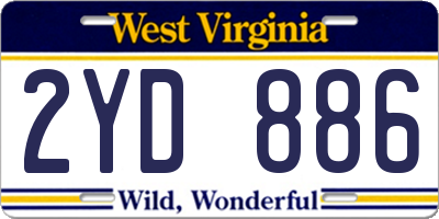 WV license plate 2YD886