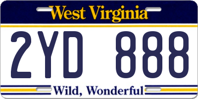 WV license plate 2YD888