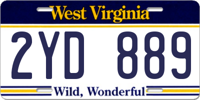 WV license plate 2YD889