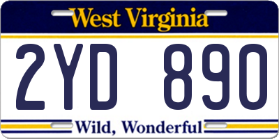 WV license plate 2YD890