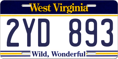 WV license plate 2YD893