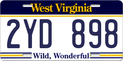 WV license plate 2YD898