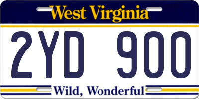 WV license plate 2YD900