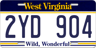 WV license plate 2YD904