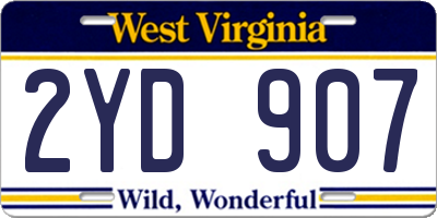 WV license plate 2YD907