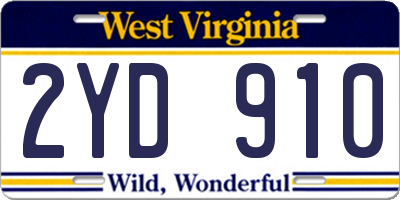 WV license plate 2YD910