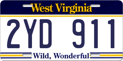 WV license plate 2YD911