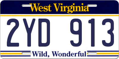 WV license plate 2YD913