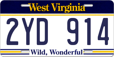 WV license plate 2YD914