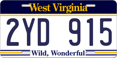 WV license plate 2YD915
