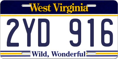 WV license plate 2YD916