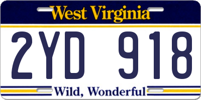 WV license plate 2YD918