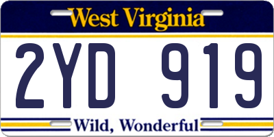 WV license plate 2YD919