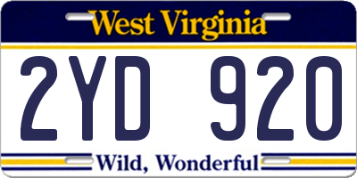 WV license plate 2YD920