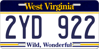 WV license plate 2YD922