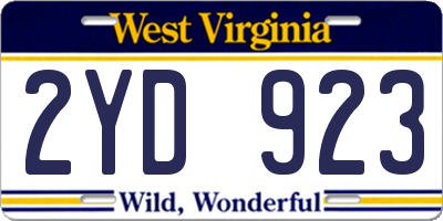 WV license plate 2YD923