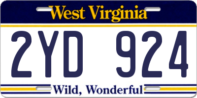 WV license plate 2YD924