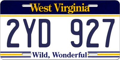 WV license plate 2YD927