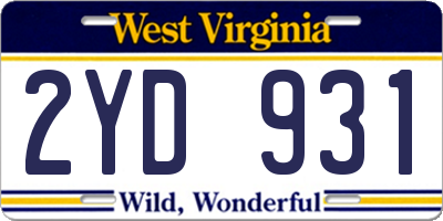 WV license plate 2YD931
