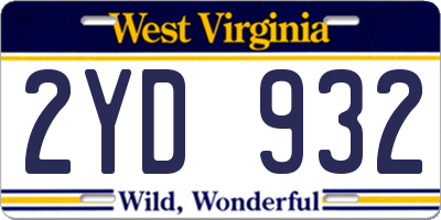 WV license plate 2YD932