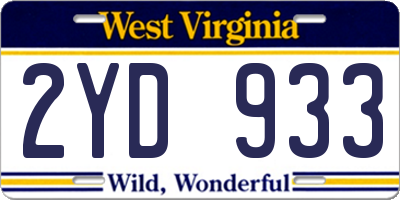 WV license plate 2YD933