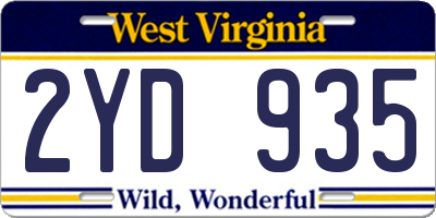 WV license plate 2YD935