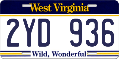 WV license plate 2YD936