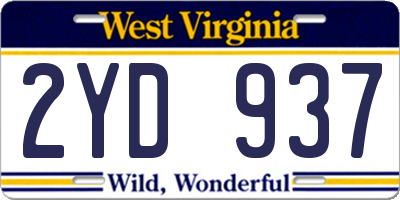 WV license plate 2YD937