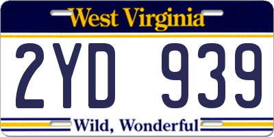 WV license plate 2YD939