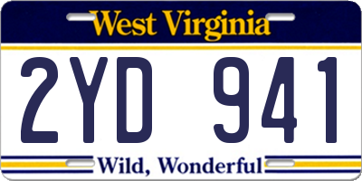 WV license plate 2YD941