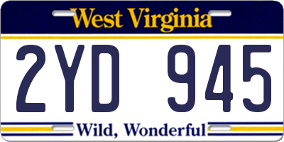 WV license plate 2YD945