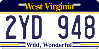 WV license plate 2YD948