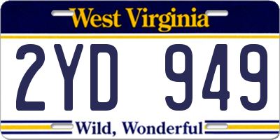 WV license plate 2YD949