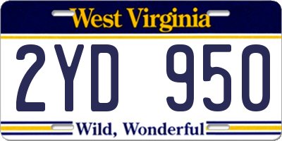 WV license plate 2YD950